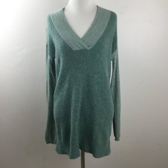 Anthropologie Moth Wool/Alpaca Blend Sage Green Two-Tone Top s - Picture 2 of 9